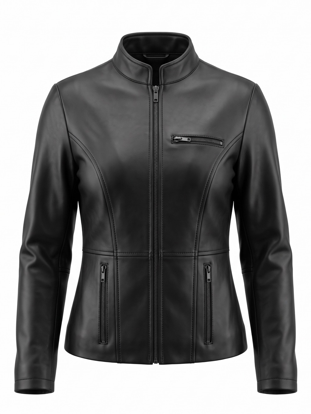 Wilsons Leather Black Zip-Front Women’s Leather Jacket